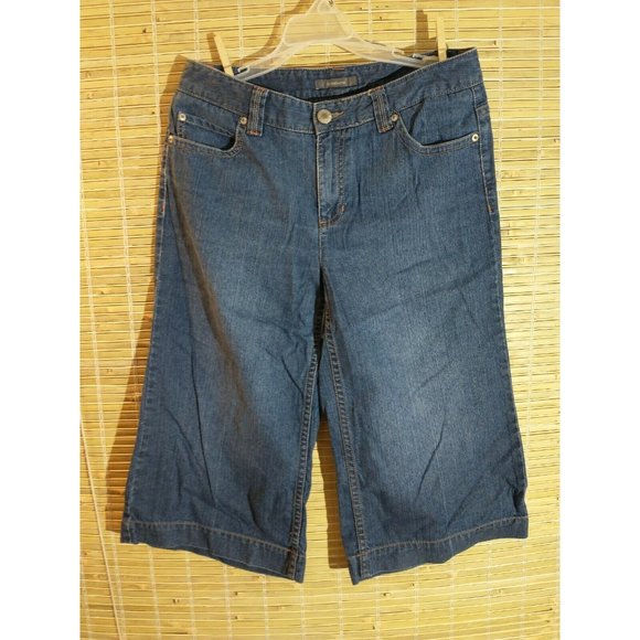 Liz Claiborne Womens Denim Wide Leg Capri Pant Cot - Picture 1 of 8